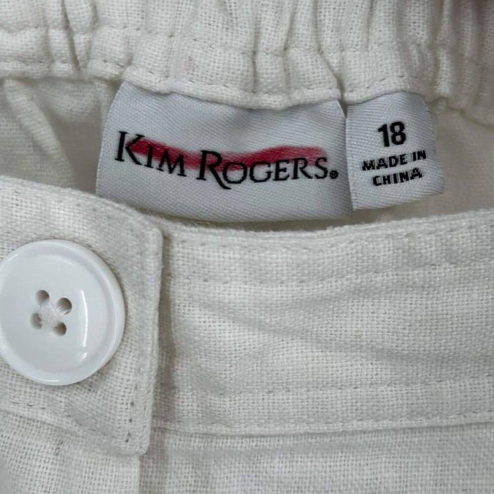 Kim Rogers Linen Cotton Blend Wide Leg Pants White‎ Size 18 NWT - Picture 2 of 9